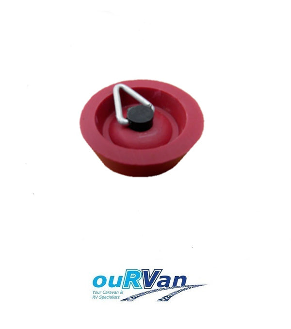 Caravan sink plug 25mm small red rubber with chain hook CAMEC 006064
