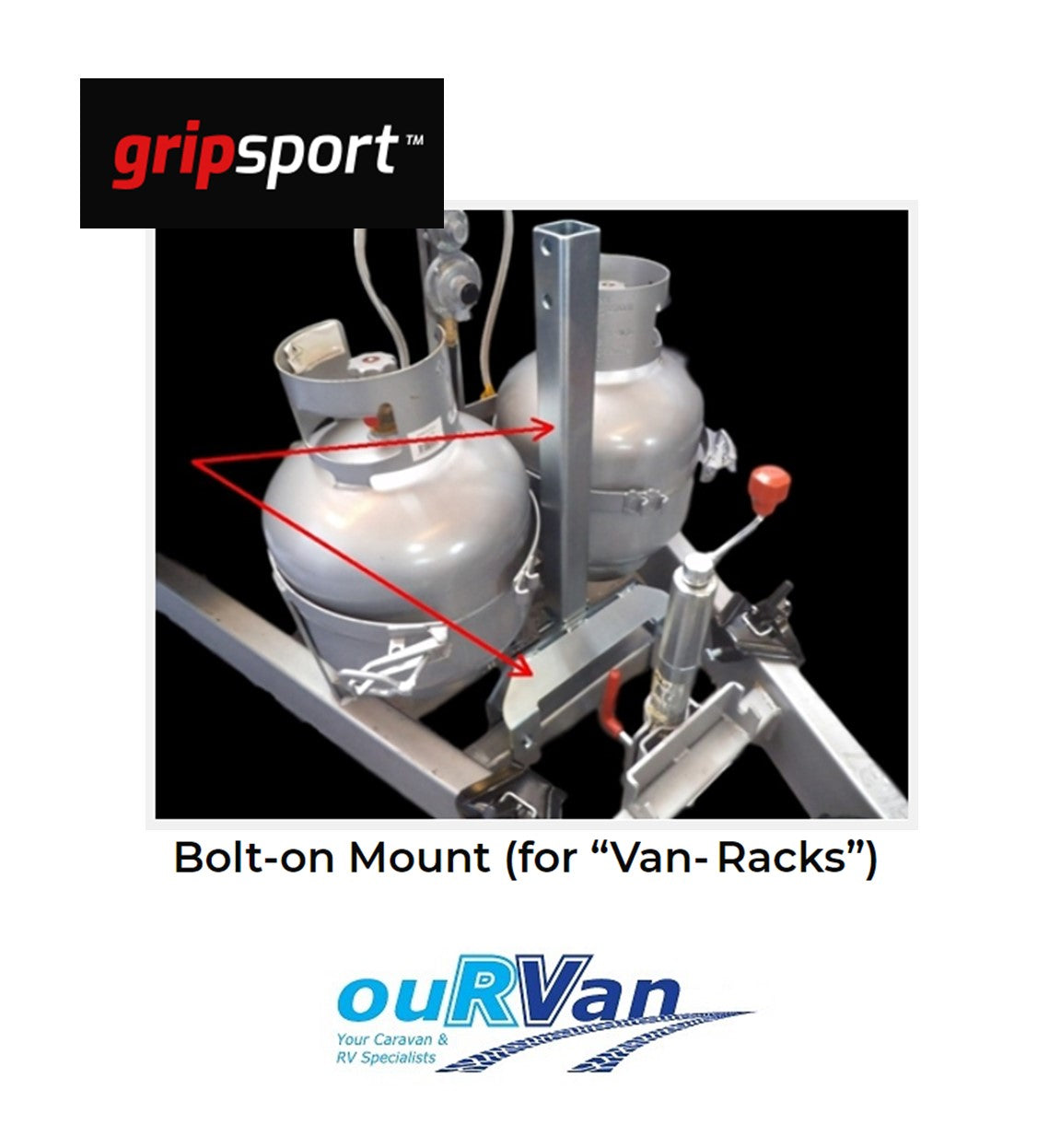 GripSport TALL Bolt On Mount (for van racks)