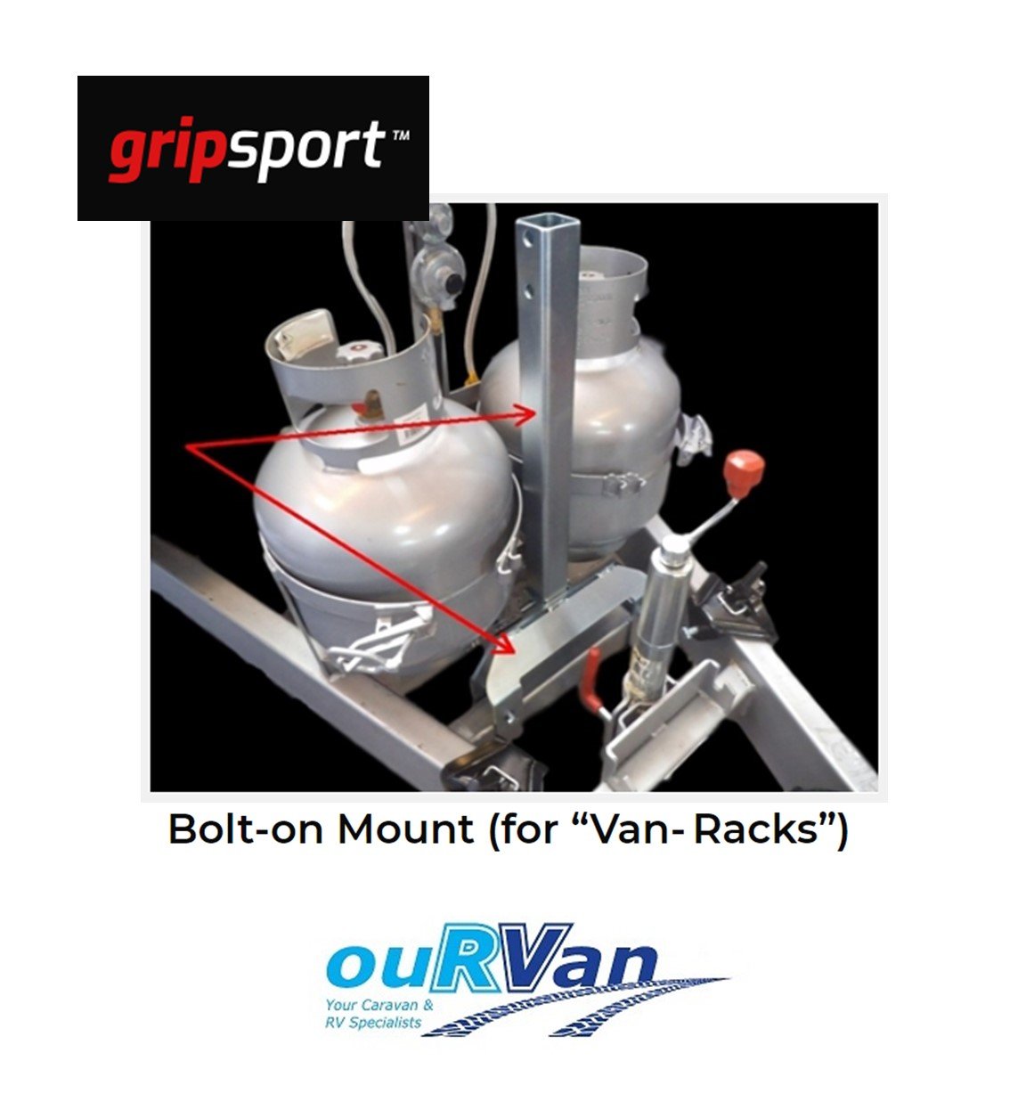 GripSport TALL QUICK RELEASE Bolt On Mount (for van racks) GSR279